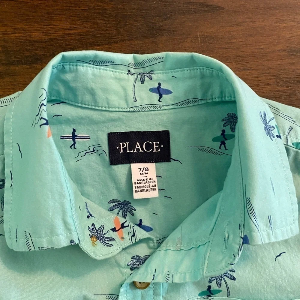 The Children’s Place, Tropical Button Down Shirt, Size 8/10, M